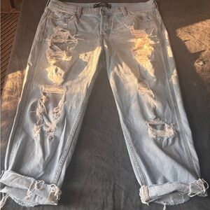 Hollister Light Blue Distressed Women's Ankle Jeans